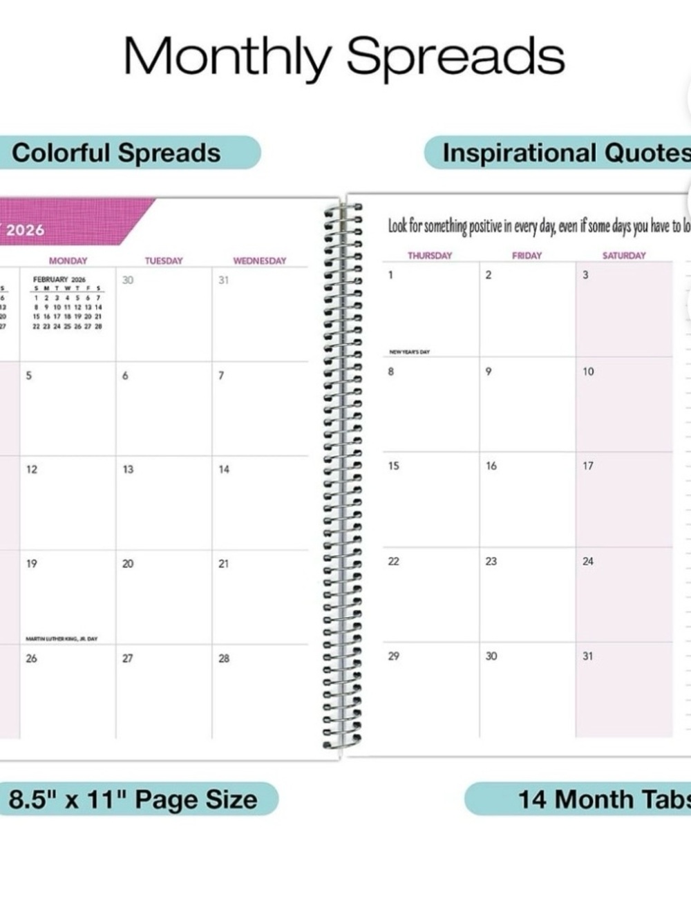 2026 Global Printed Products Teal Gold Marble 8.5" × 11" - Picture 7 of 10